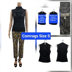 Comrags Ruffle Trim Sheer Lace Top Size XS/S
